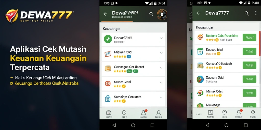 Tampilan aplikasi DEWA777 dengan fitur Cek Mutasi yang jelas dan informatif.