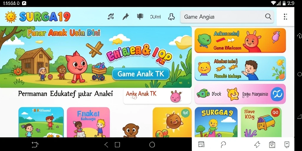 Tampilan antarmuka SURGA19 yang ceria dan ramah anak.